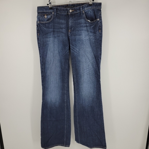 Banana Republic Womens Bootcut‎ Faded Dark Wash Jeans Size 8 Long - Picture 2 of 12